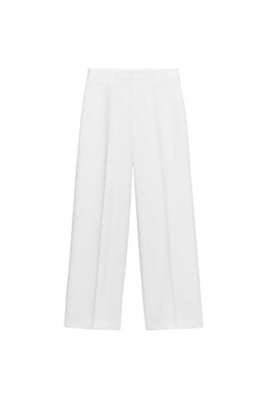 PANTALÓN RECTO TIRO ALTO - Blanco roto de Zara