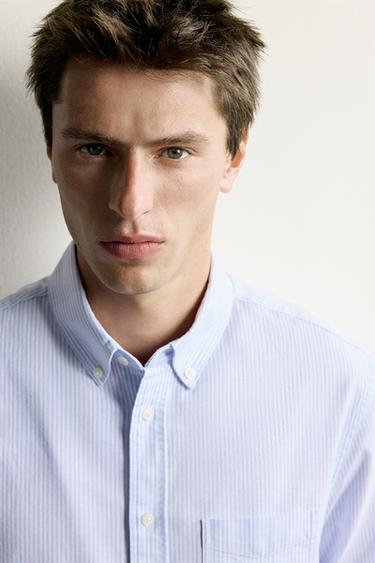 REGULAR FIT TEXTURED OXFORD SHIRT - striped by Zara