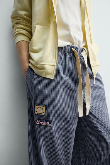 RELAXED FIT CHECK TROUSERS WITH PATCHES - Navy blue by Zara - Image 4