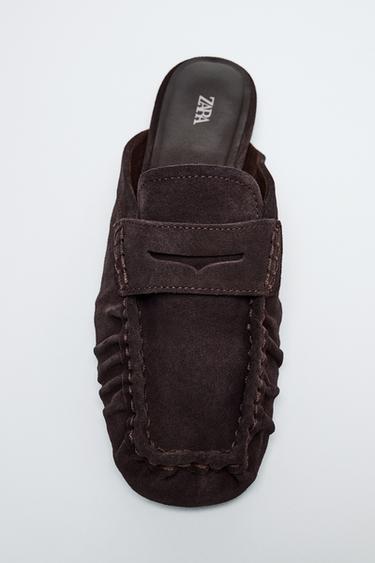 LEATHER MULE LOAFERS - Chocolate Brown by Zara
