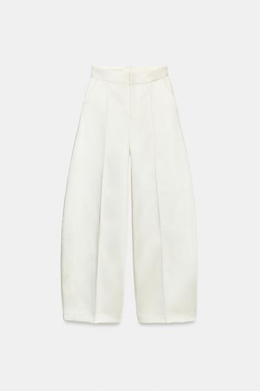 Zara PLEATED BALLOON PANTS - Ecru