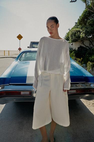 Zara 加長版工裝短褲 - 裸色 - 圖片 0