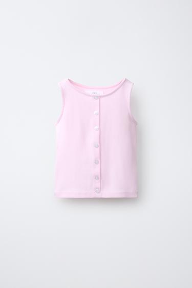 T-SHIRT À BOUTONS - Rose de Zara