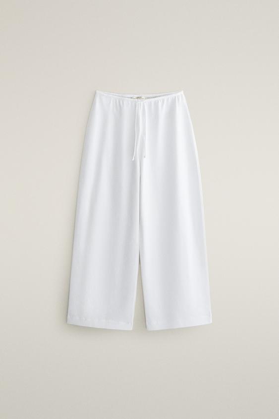PANTALÓN ANCHO DE ALGODÓN - Blanco de Zara - Imagen 0