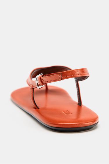 LIMITED EDITION FLAT LEATHER SANDALS - Orange by Zara - Image 7