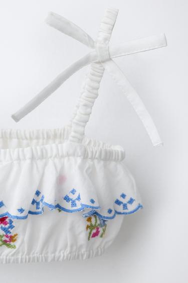 AGES 4-10 EMBROIDERED BIKINI - Ecru by Zara