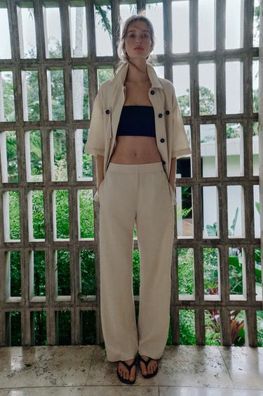 SAFARIHOSE AUS LEINEN - Hellbeige von Zara