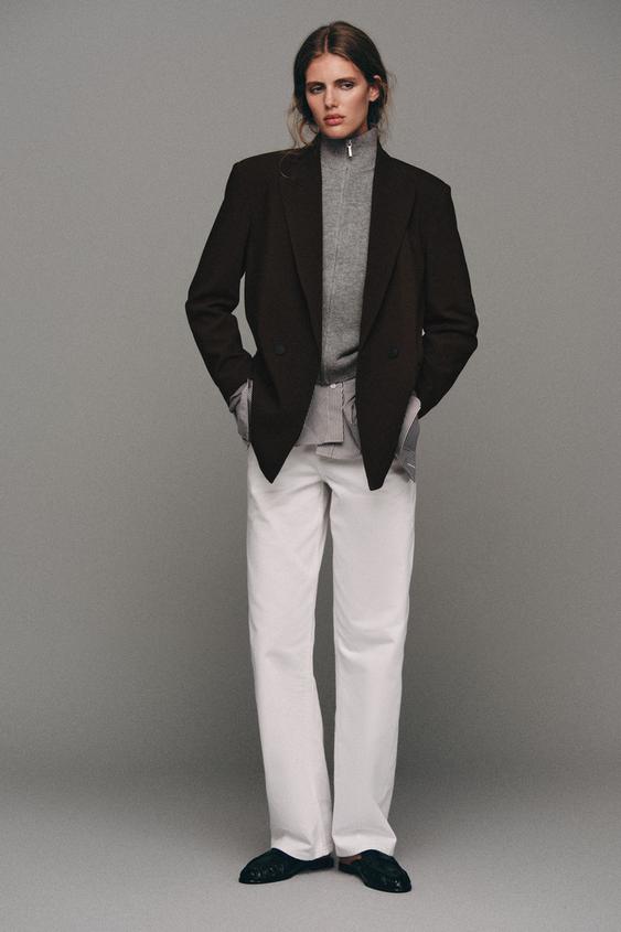 OVERSIZED DOUBLE-BREASTED BLAZER - Brown by Zara - Image 4