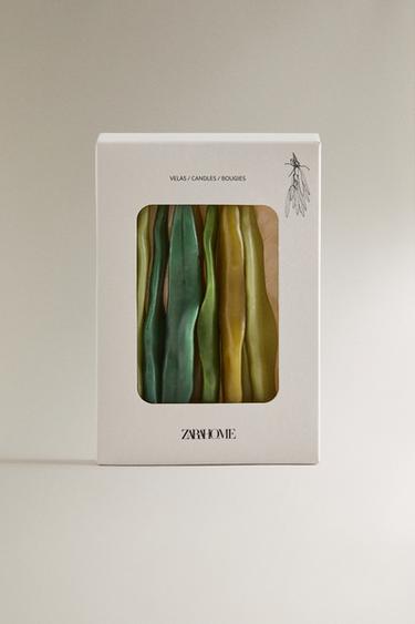 PACK OF DECORATIVE LEAF CANDLES (PACK OF 9) - Green by Zara - Image 3