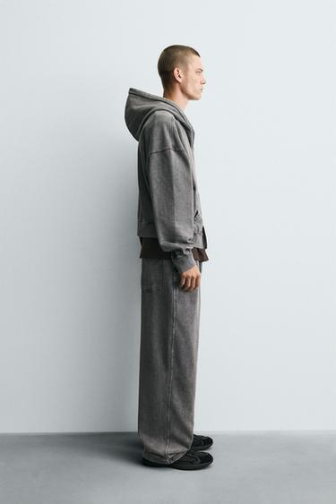 Zara 休閒版褪色運動長褲 - 淺灰色