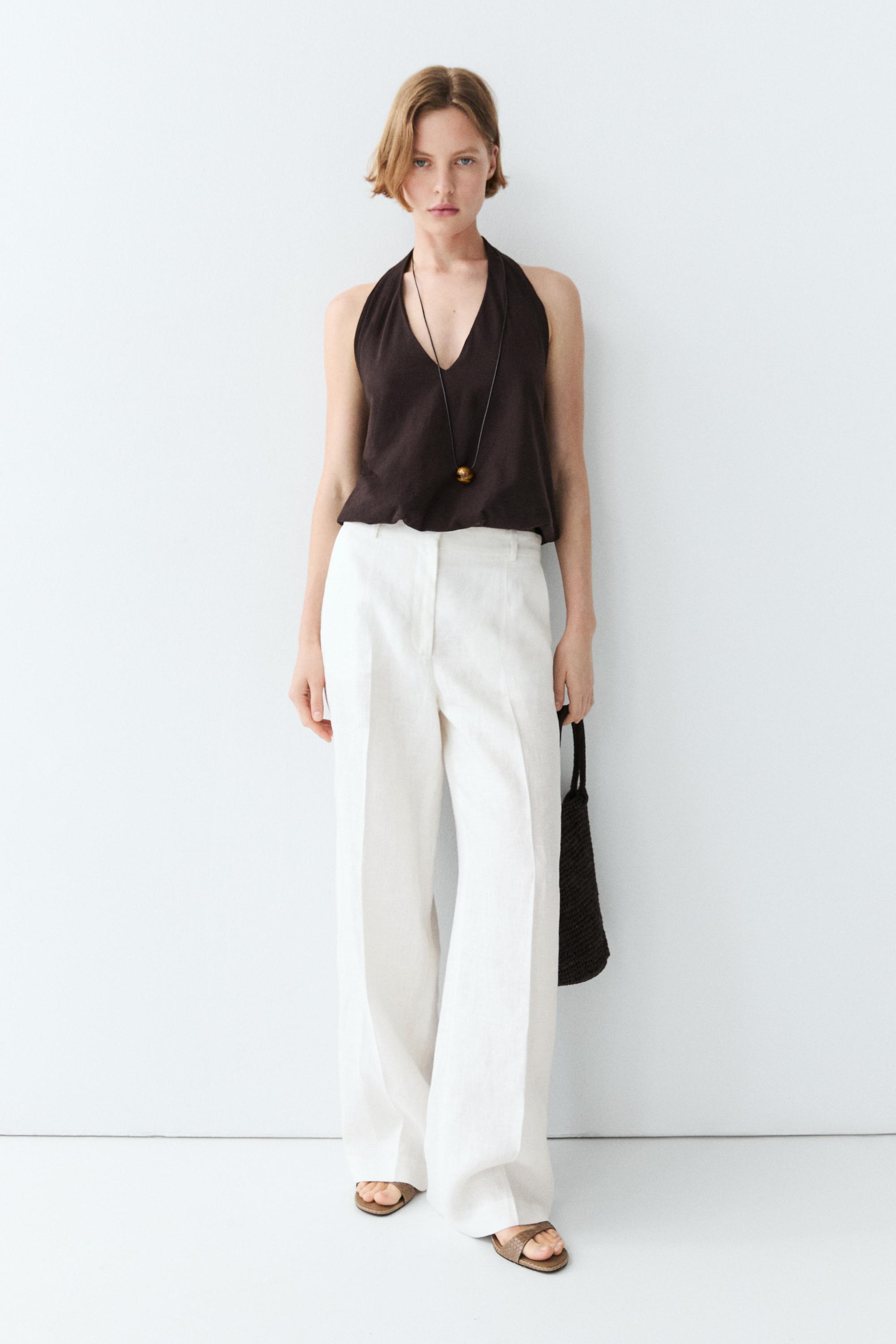 Pantalon 100% lin à pinces