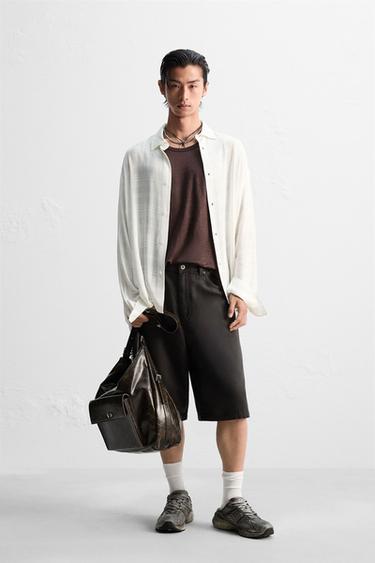 ÁO SƠ MI VẢI JACQUARD HỌA TIẾT KẺ CA RÔ - Màu trắng ngà từ Zara