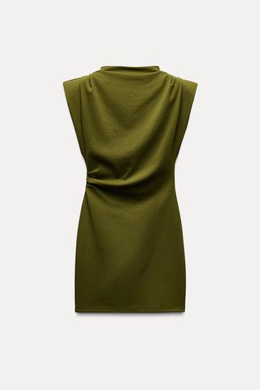 SHORT DRESS WITH SHOULDER PADS - Green by Zara