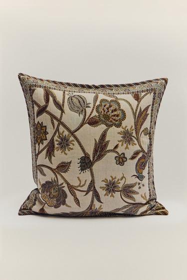 JACQUARD CUSHION COVER - Green / Blue by Zara