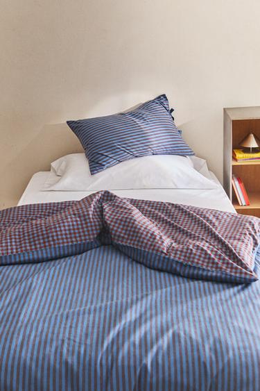 FUNDA DE DUVET INFANTIL ALGODÓN FRANELA REVERSIBLE - Azulón de Zara