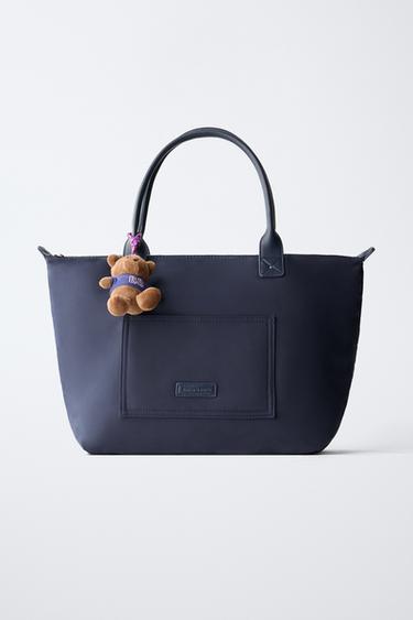 SHOPPER NYLON CHARM OSITO - Azul de Zara - Imagen 0