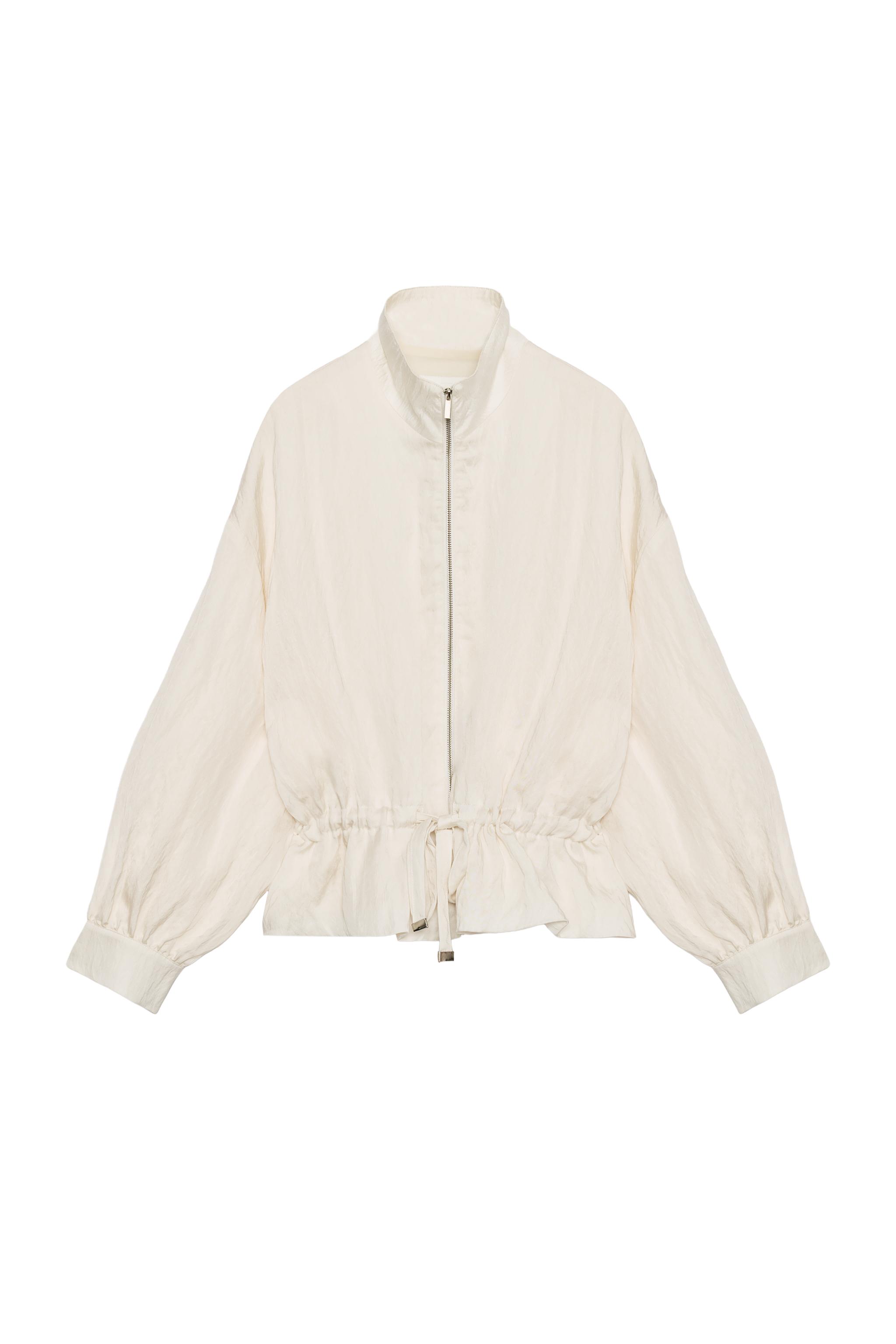CHAQUETA BOMBER CORDONES EFECTO ARRUGADO