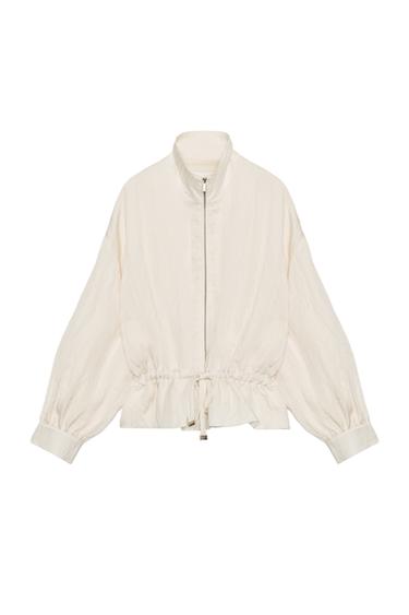 CHAQUETA BOMBER CORDONES EFECTO ARRUGADO - Crudo de Zara