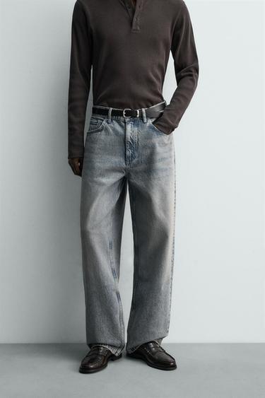 JEANS BAGGY FIT - رمادي مزرق by Zara