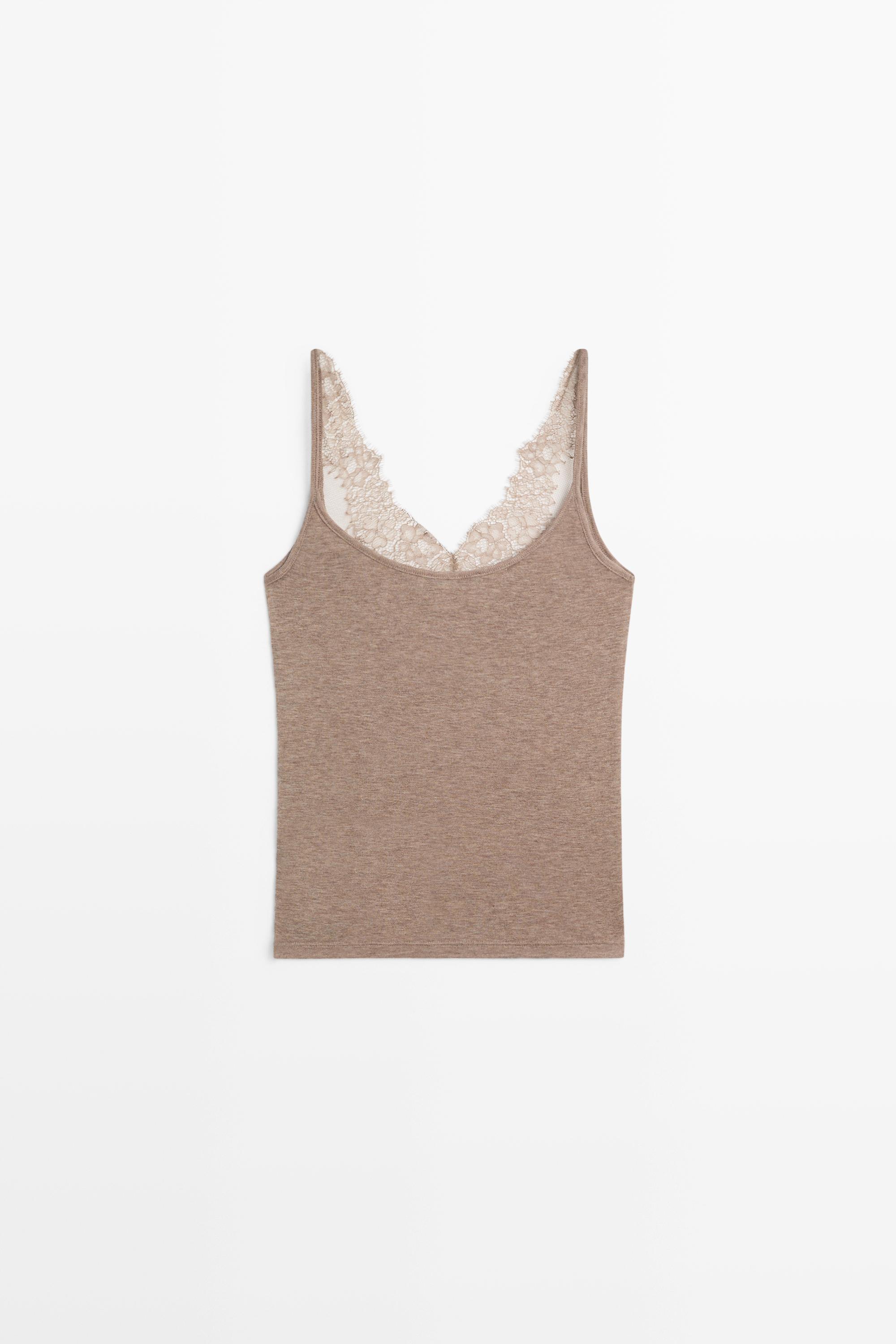 Top à bretelles style lingerie détail dentelle