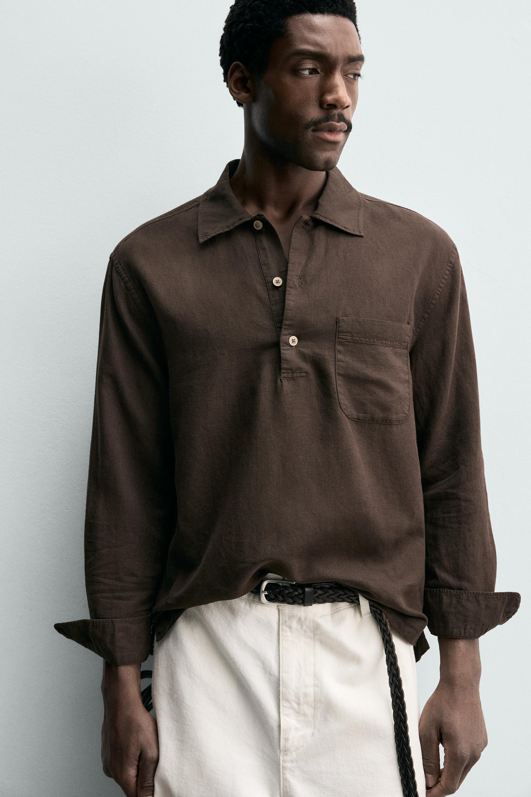 LINEN COTTON BLEND POLO SHIRT