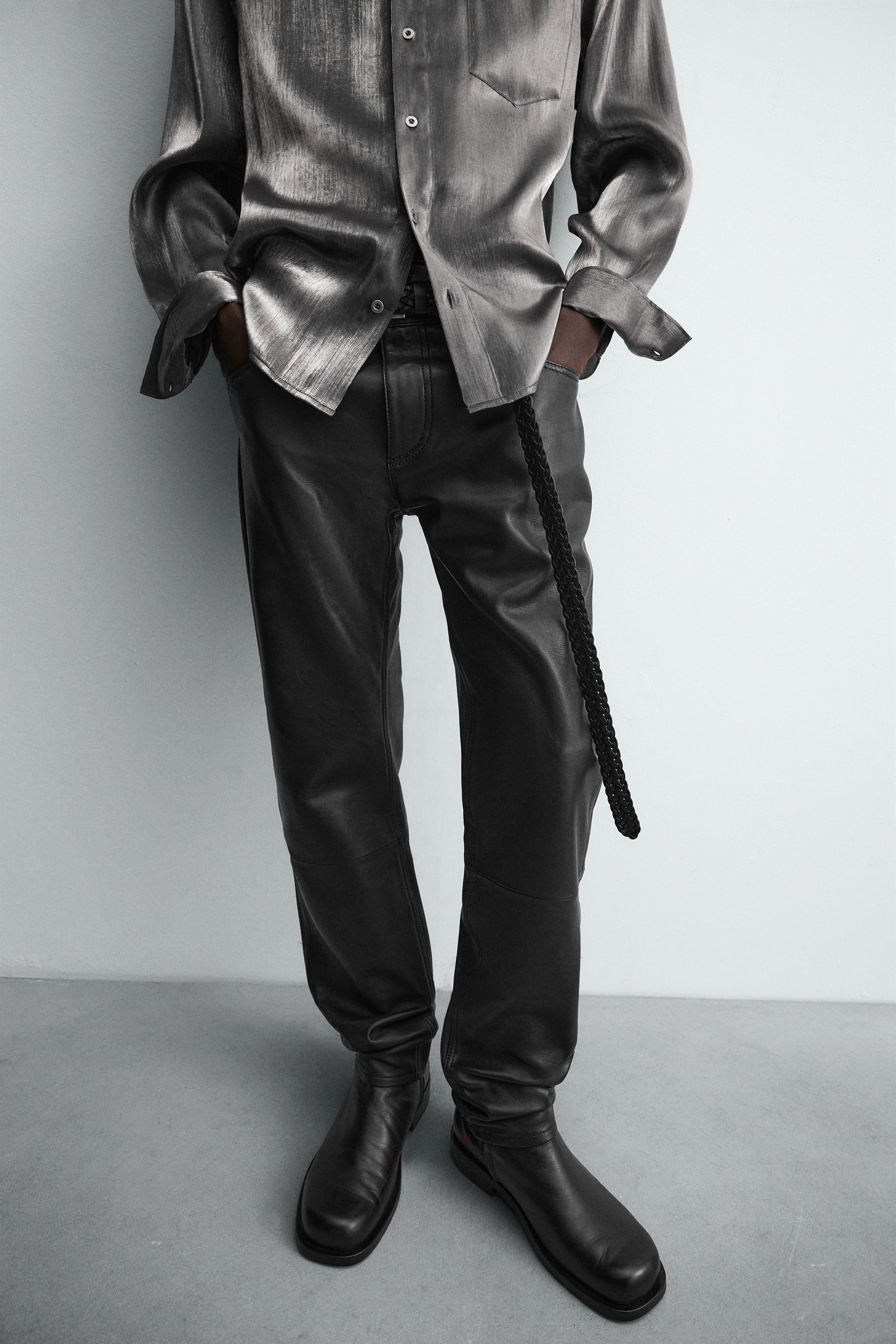 LEATHER SLIM FIT PANTS