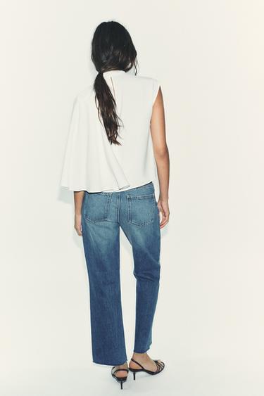 ASYMMETRIC CREPE CAPE TOP - Oyster-white by Zara - Image 4