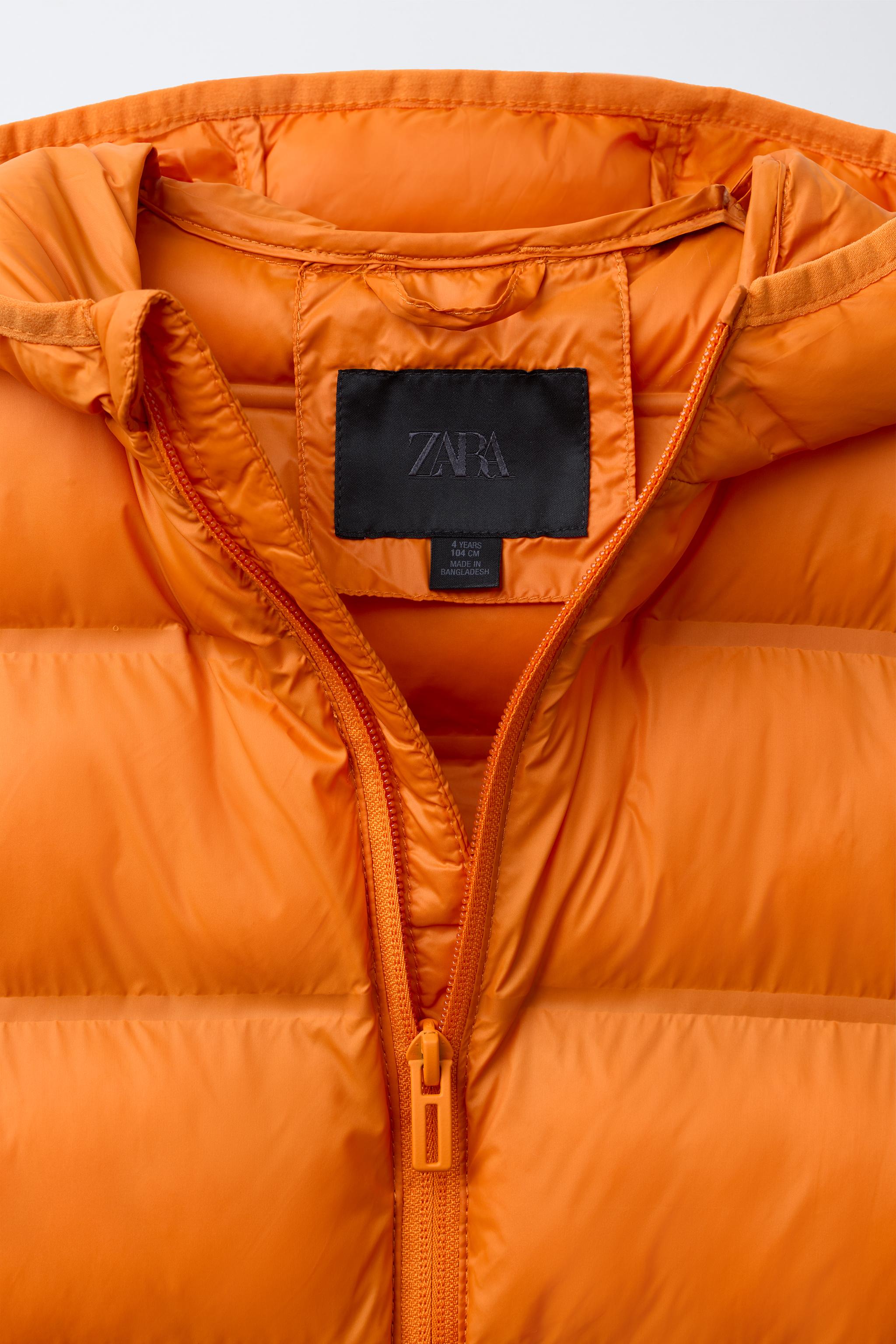超軽量フード付きパフジャケット - ダークオレンジ | ZARA Japan