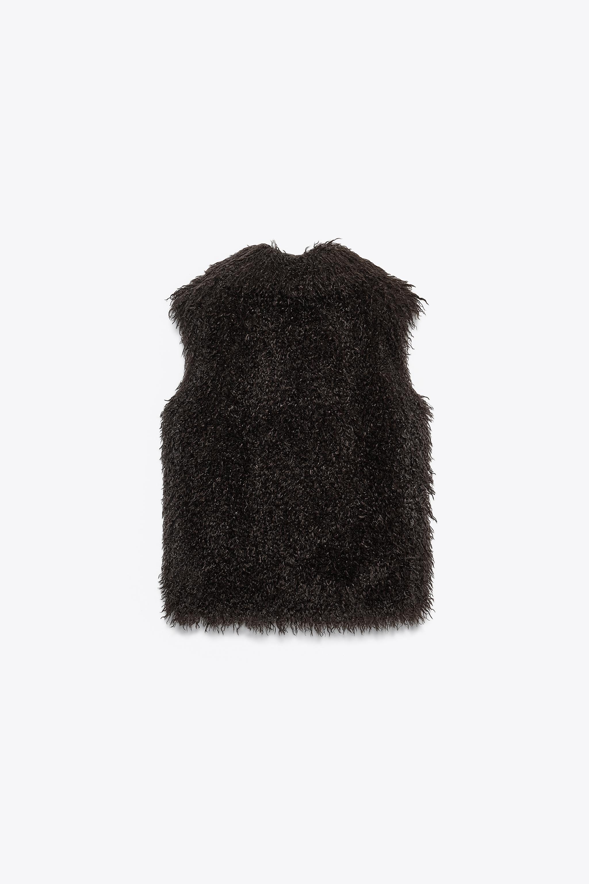 ZARA フェイクファーベスト zara フード付きフェイクファーベスト - メルカリ