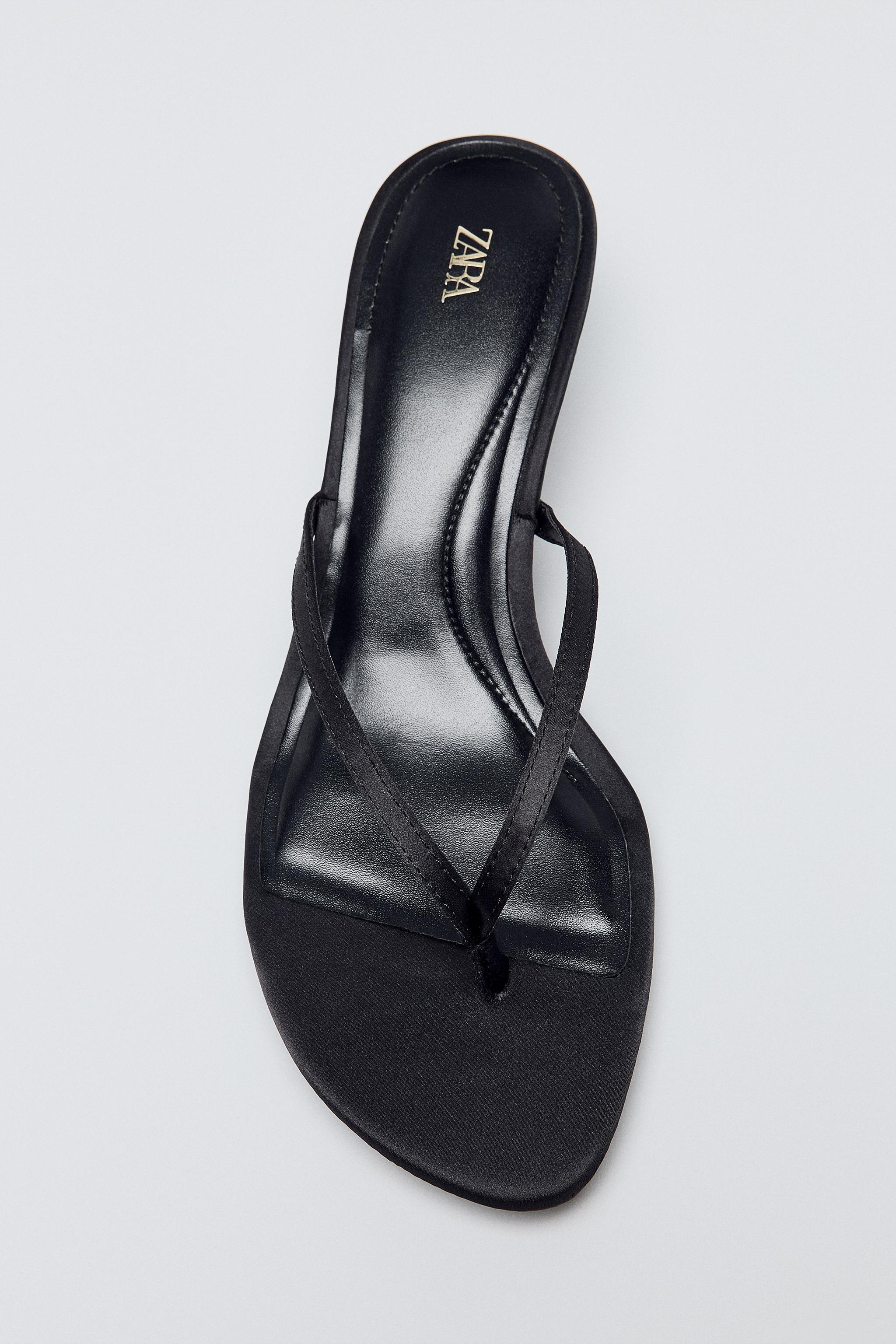 SATIN KITTEN-HEEL SANDALS
