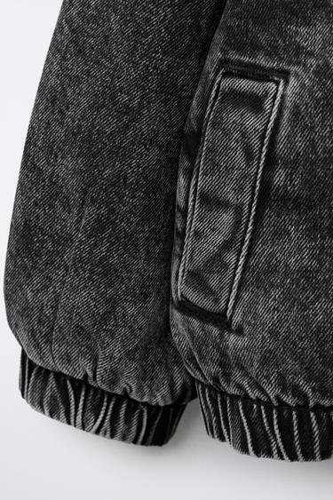 DENIM BOMBER JACKET - Black by Zara - Image 3