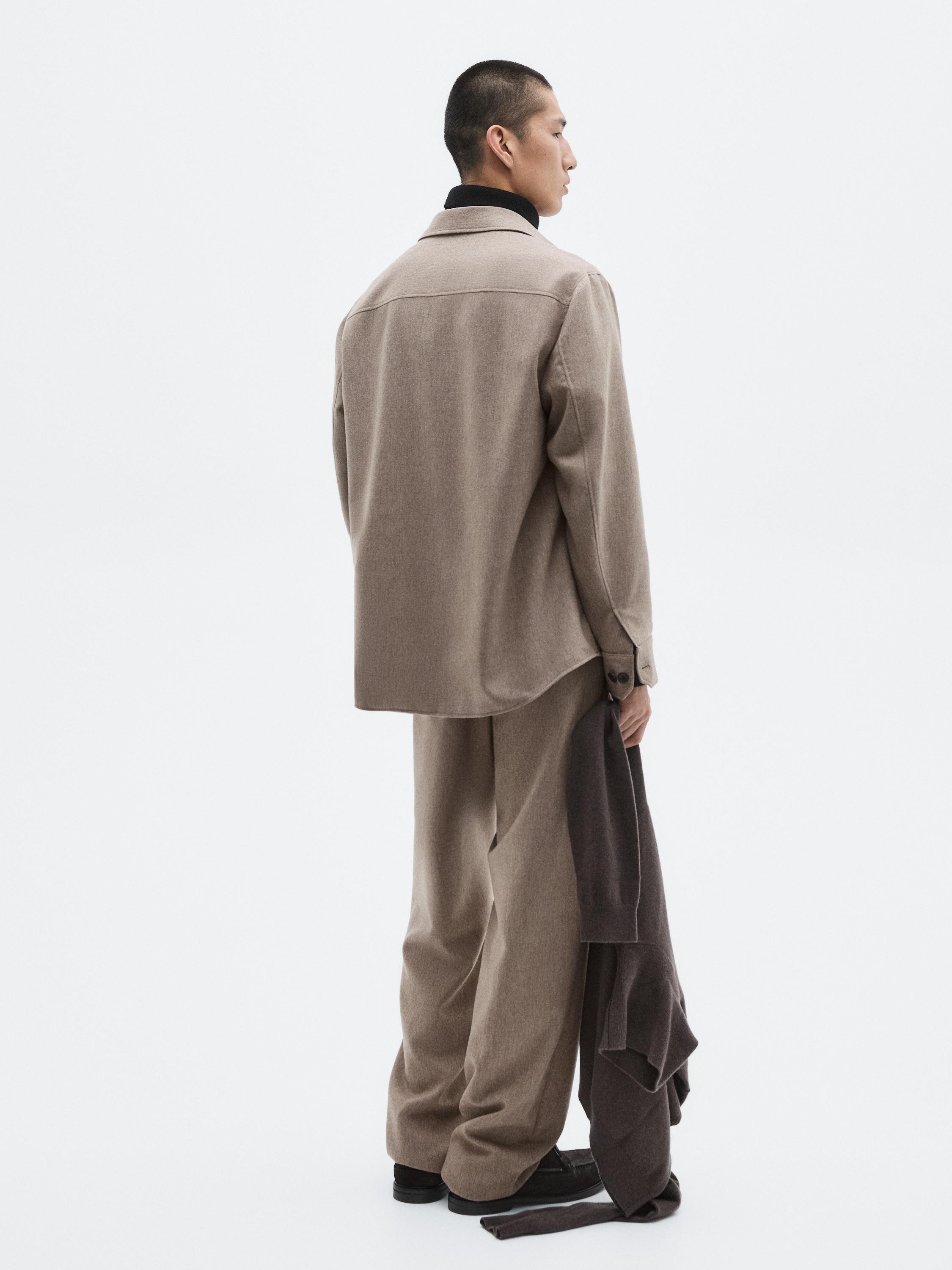 Wool blend overshirt with pockets - LIMITED