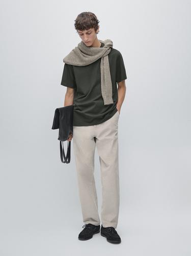 Zara Short sleeve cotton blend T-shirt - Dark green