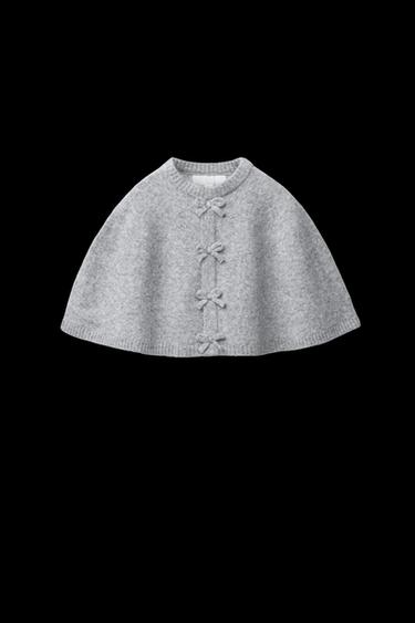 Zara BOW CAPE PONCHO - Gray
