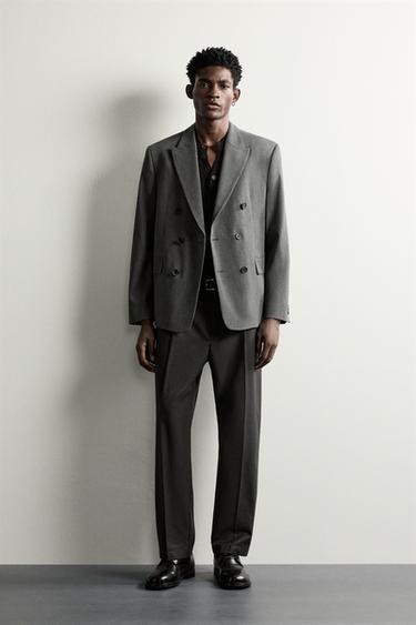BLAZER CRUZADO COM LÃ - Cinza-vigoré da Zara - Imagem 0