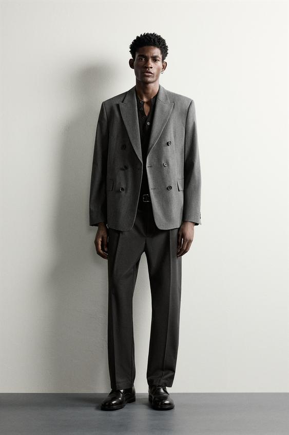 WOOL BLEND DOUBLE-BREASTED BLAZER - Grey marl by Zara - Image 0