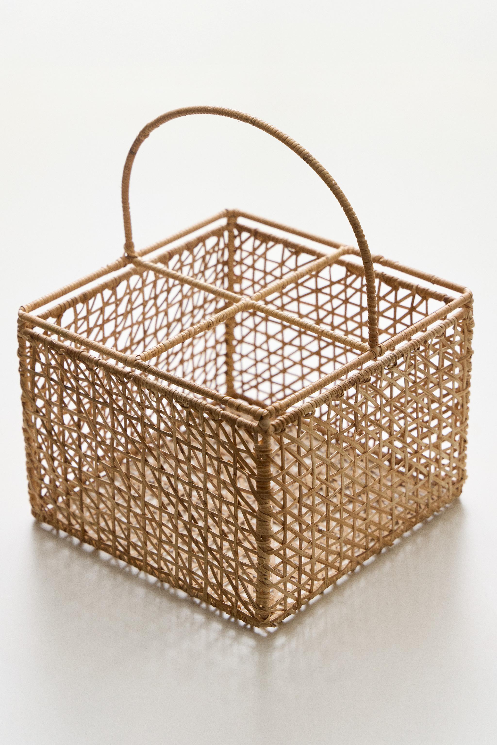 Zara RATTAN BOTTLE STAND WITH HANDLE — фото 5