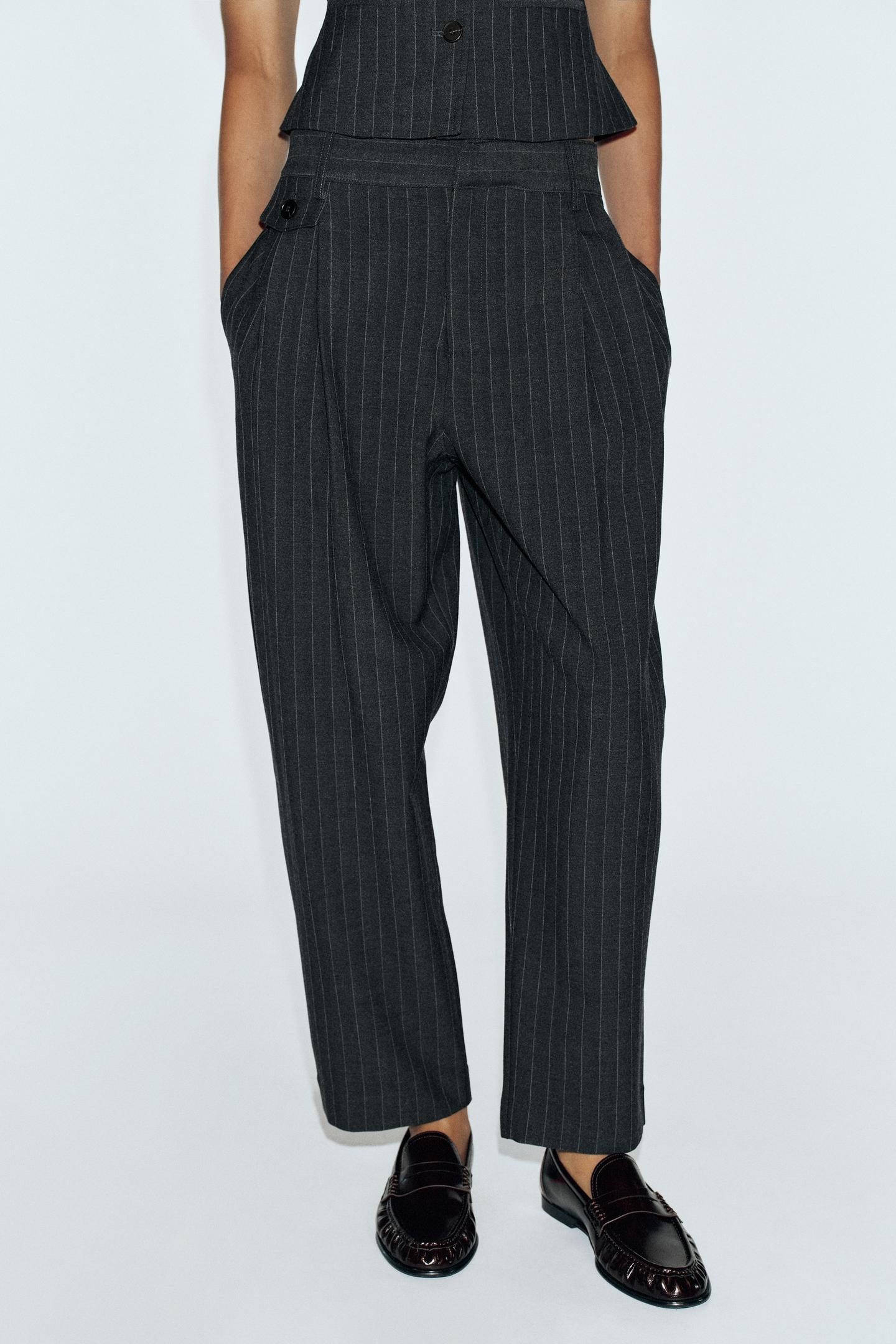 Женские брюки Zara Pinstripe, цвет: Тёмный серый — фото 2