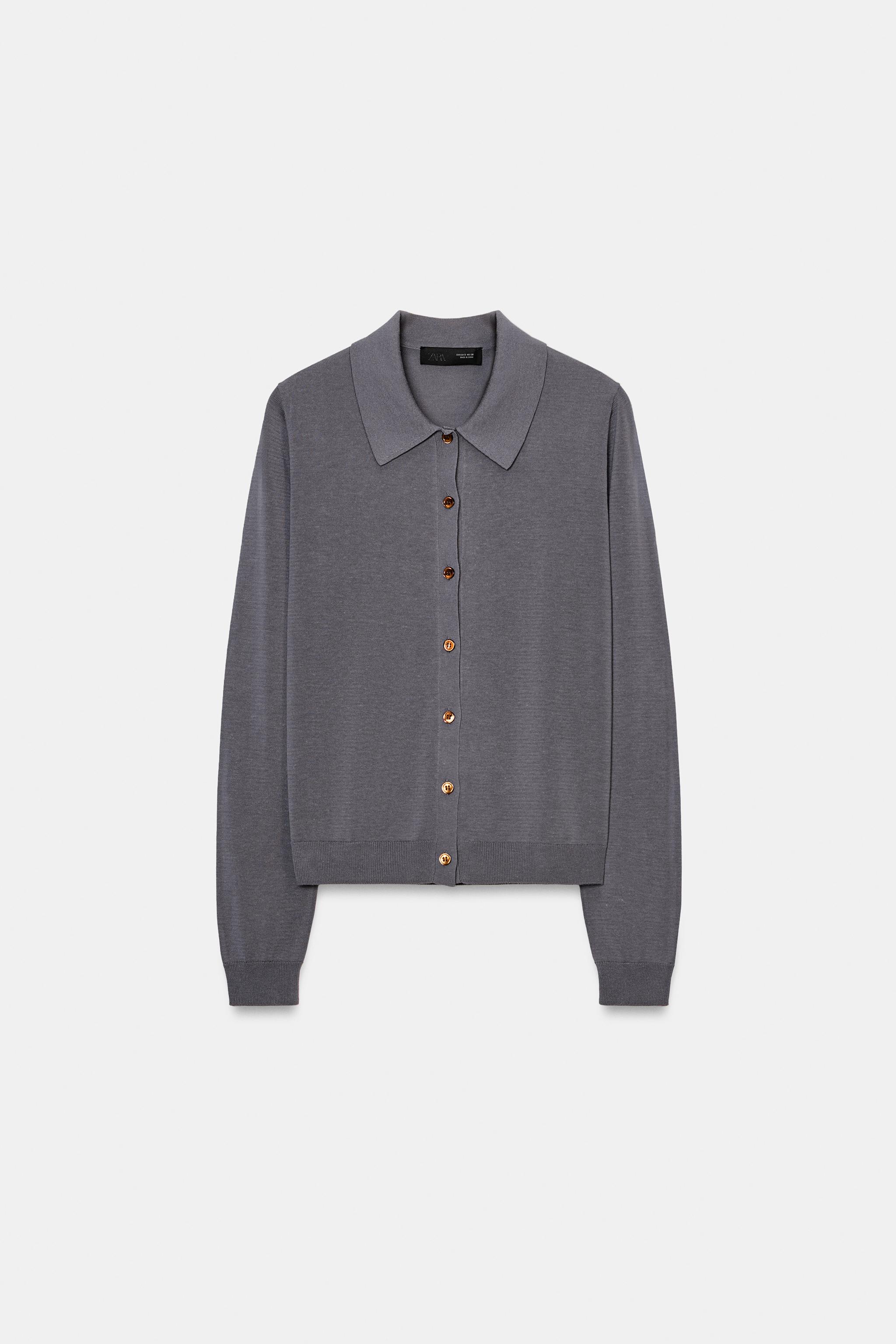 LAPEL COLLAR CARDIGAN - Blue grey | ZARA New Zealand