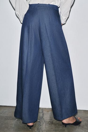 LIMITED EDITION HIGH-WAIST TROUSERS - Navy blue by Zara - Image 3