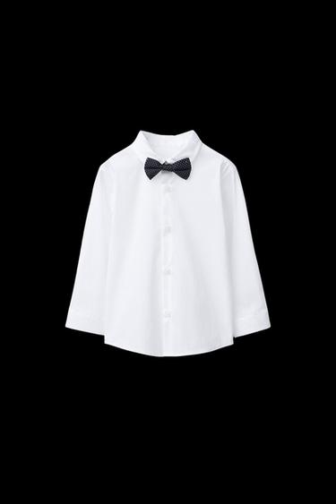 SUPER STRETCH SHIRT WITH REMOVABLE BOW TIE - White by Zara - Image 0