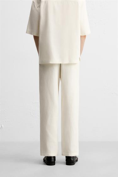 VISCOSE-JUTE TROUSERS - White by Zara - Image 2