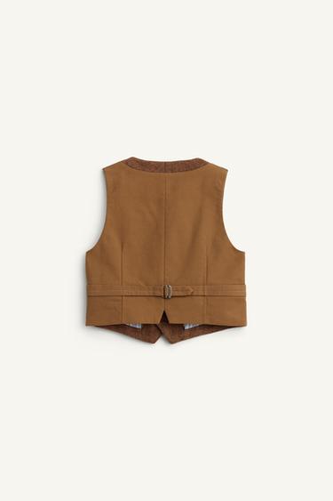 GILET À CHEVRONS AVEC LAINE ÉDITION LIMITÉE - Marron de Zara - Image 3
