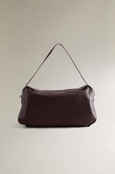Zara LEATHER TOTE BAG - Burgundy Red - Image 0