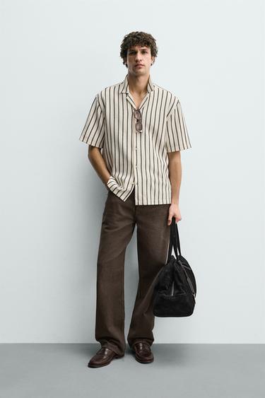 TEXTURED SHIRT - Ecru / Black by Zara