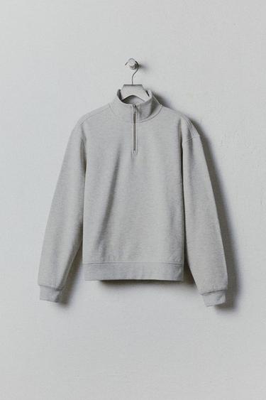 SUDADERA CUELLO CREMALLERA BÁSICA - Gris vigoré de Zara