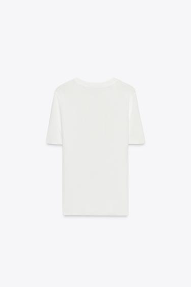 TOP EN MAILLE MANCHES COURTES - Blanc de Zara - Image 3