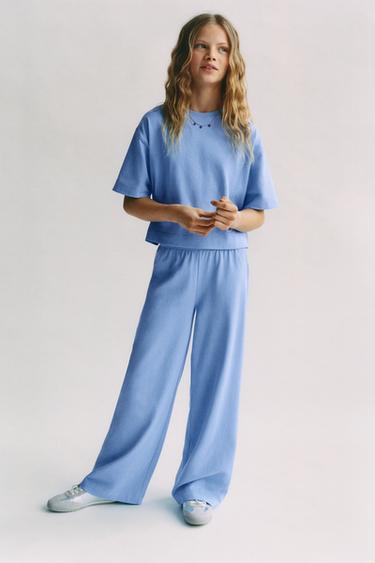 Zara HEAVY WEIGHT PLAIN T-SHIRT - Blue