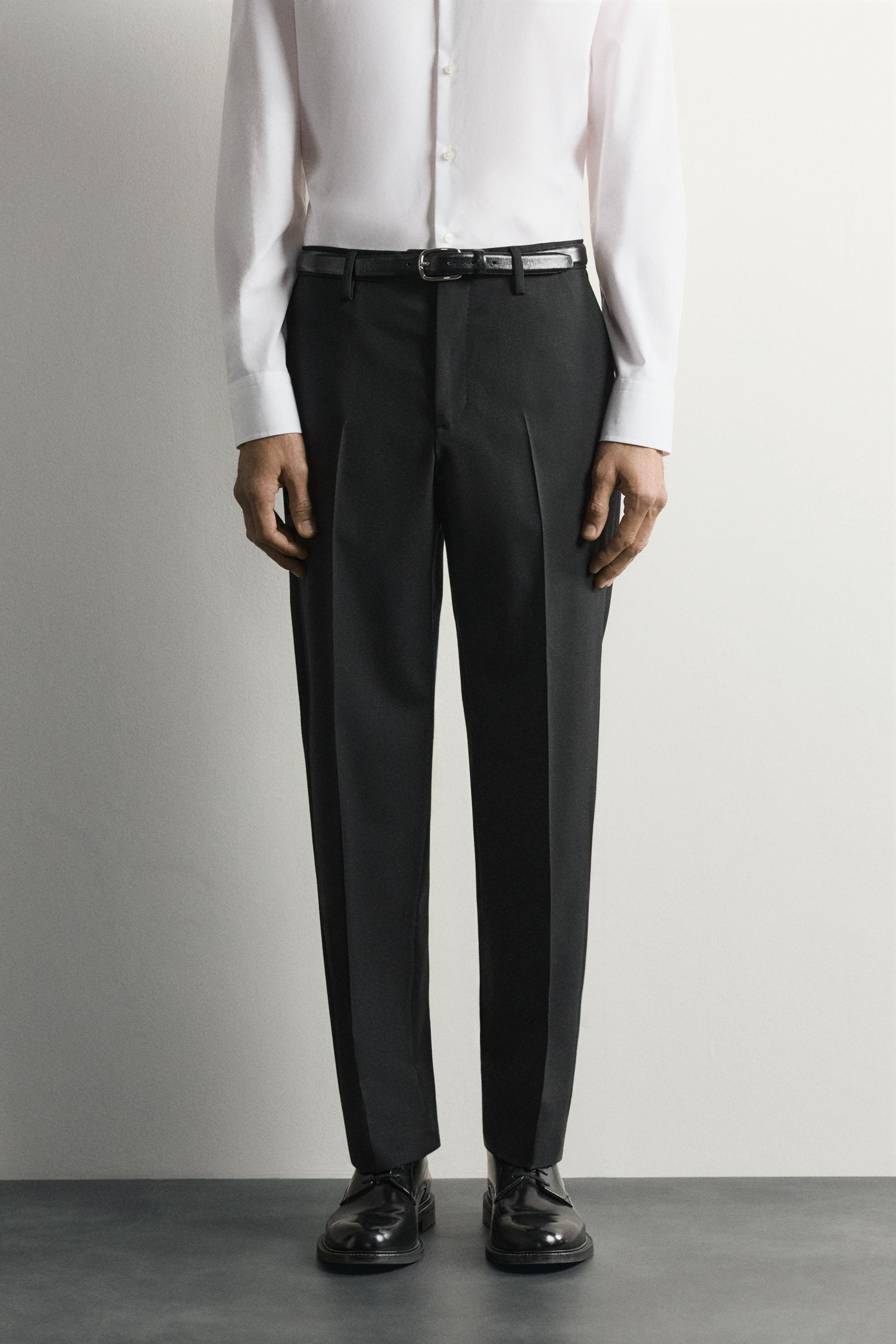 100% WOOL SUIT PANTS — Black (alternate view)