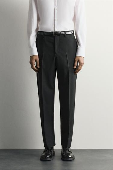 100% WOOL SUIT TROUSERS - Black by Zara